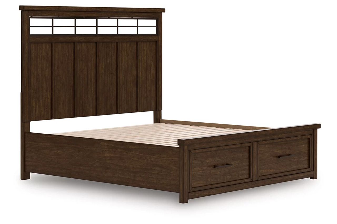 Taffenbrook King Panel Storage Bed In Medium Brown B849B4