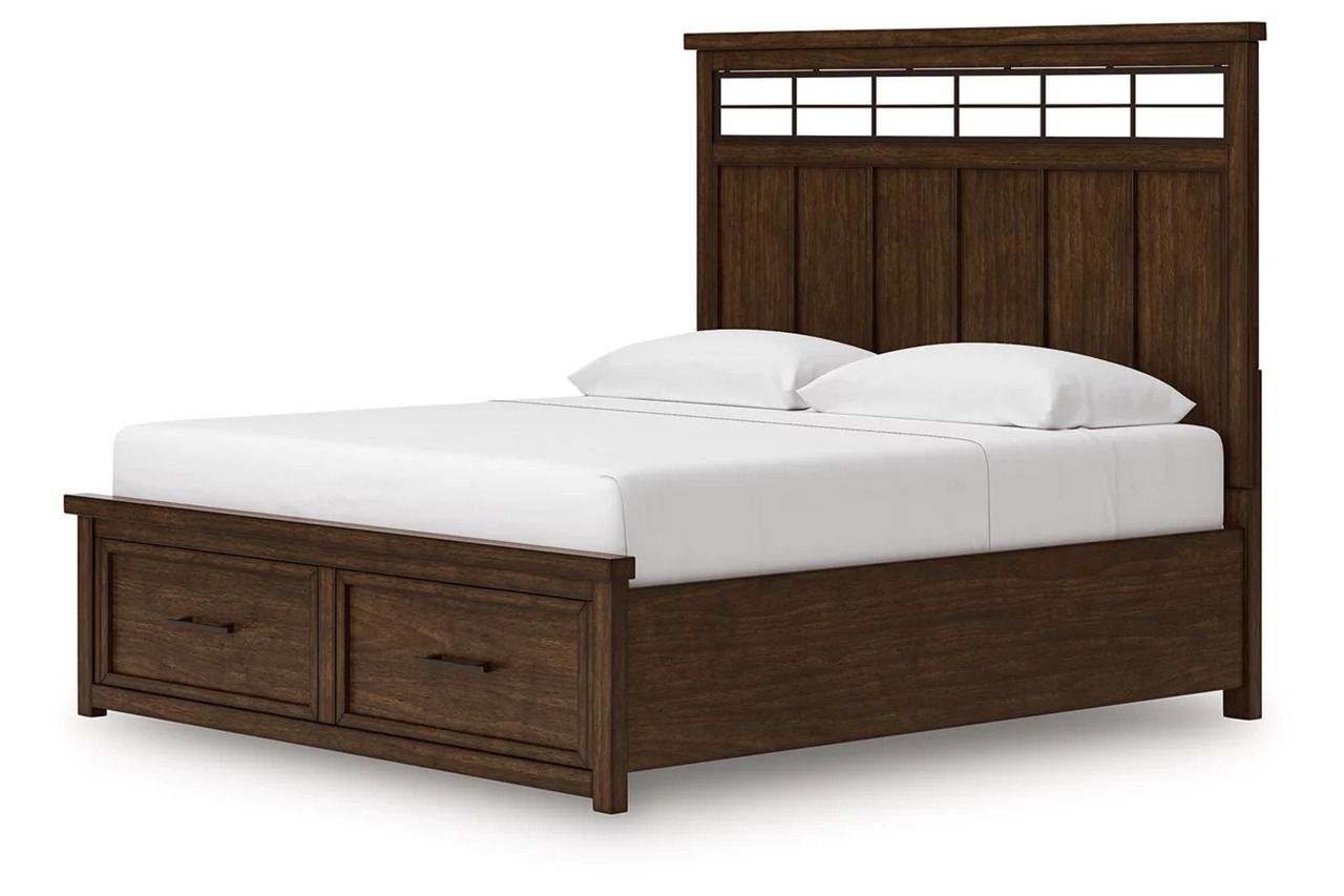 Taffenbrook King Panel Storage Bed In Medium Brown B849B4