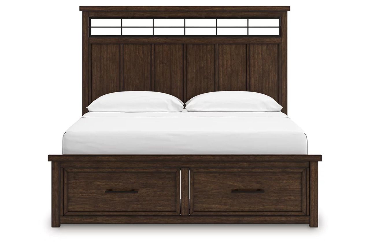 Taffenbrook California King Panel Storage Bed In Medium Brown B849B5