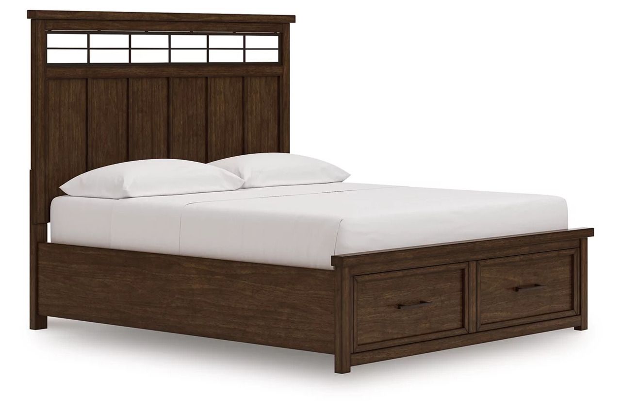 Taffenbrook California King Panel Storage Bed In Medium Brown B849B5