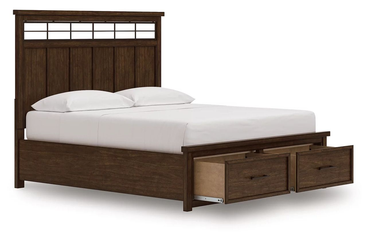 Taffenbrook California King Panel Storage Bed In Medium Brown B849B5