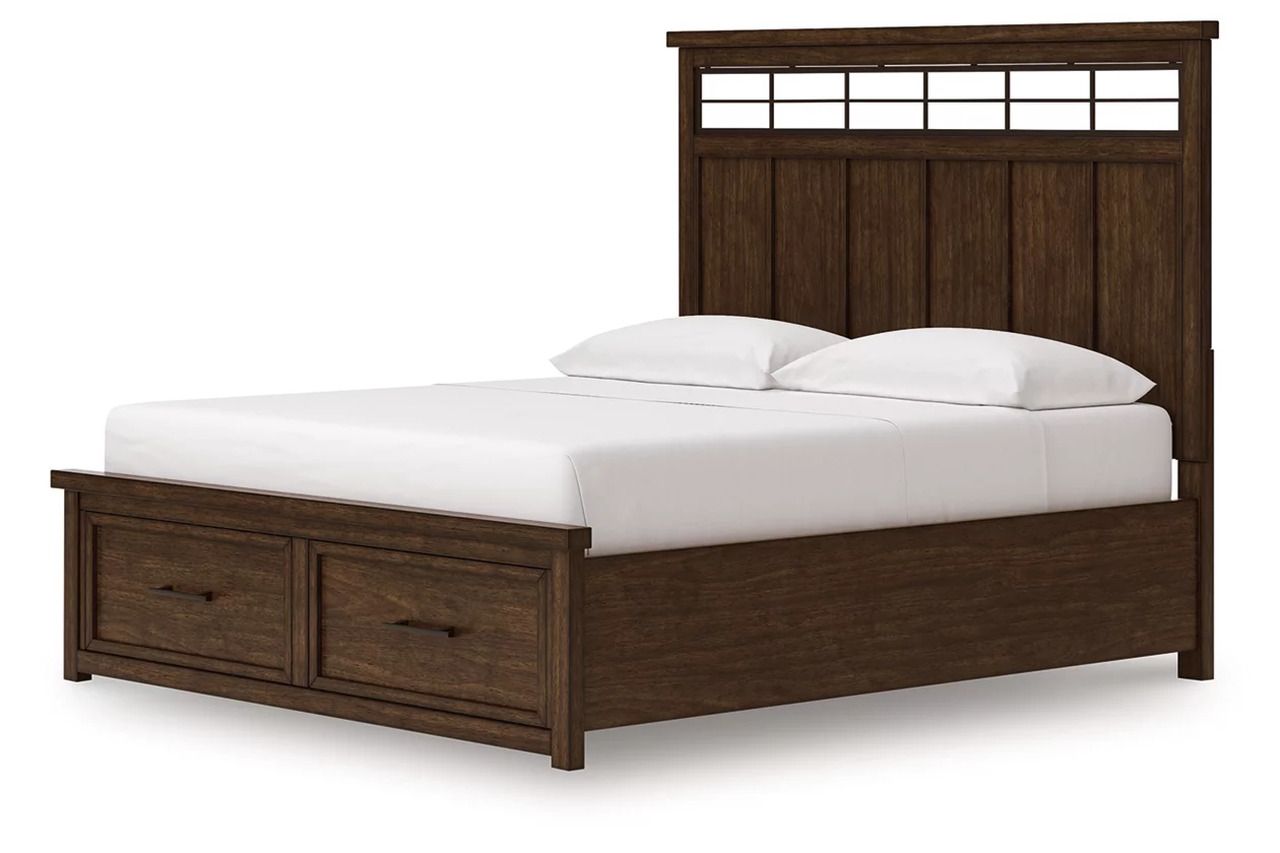 Taffenbrook California King Panel Storage Bed In Medium Brown B849B5