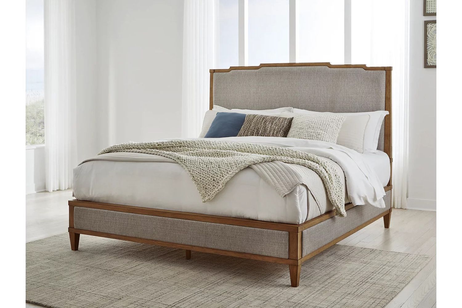 Sharlance King Upholstered Panel Bed In Light Brown B895B6