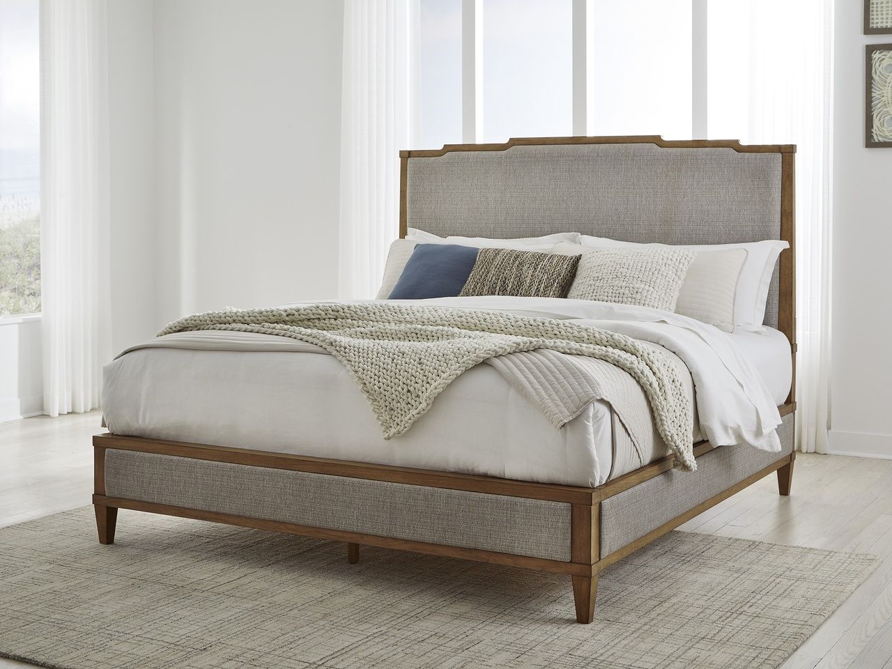 Sharlance California King Upholstered Panel Bed In Light Brown B895B7