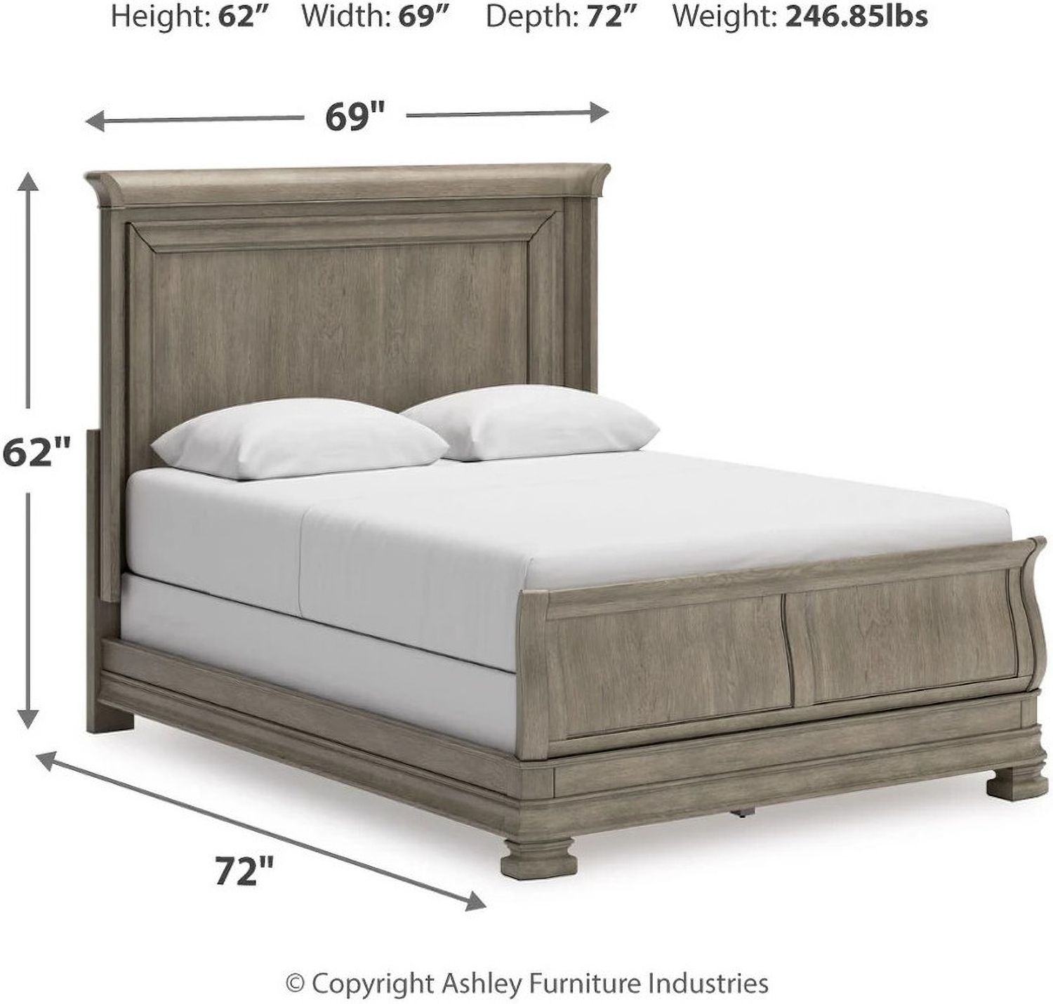 Lexorne Queen Sleigh Bed In Gray B924B2
