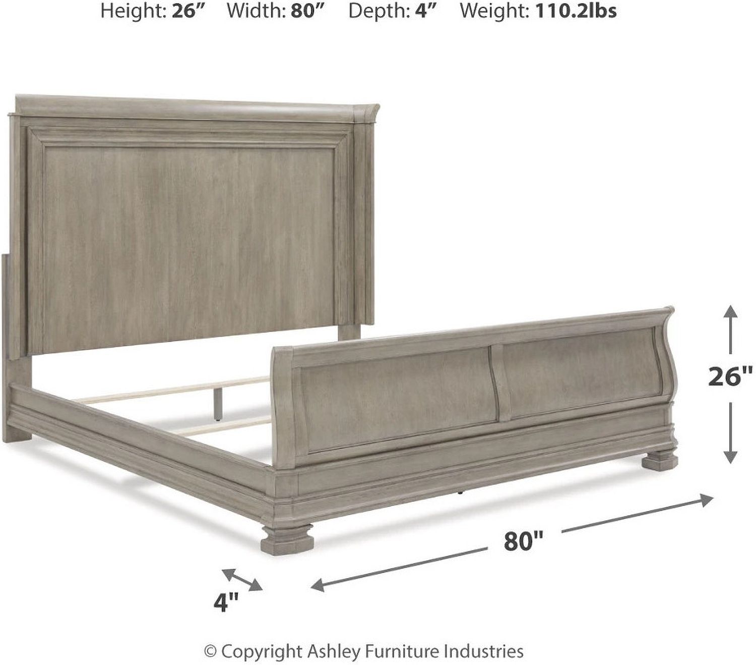 Lexorne King Sleigh Bed In Gray B924B4