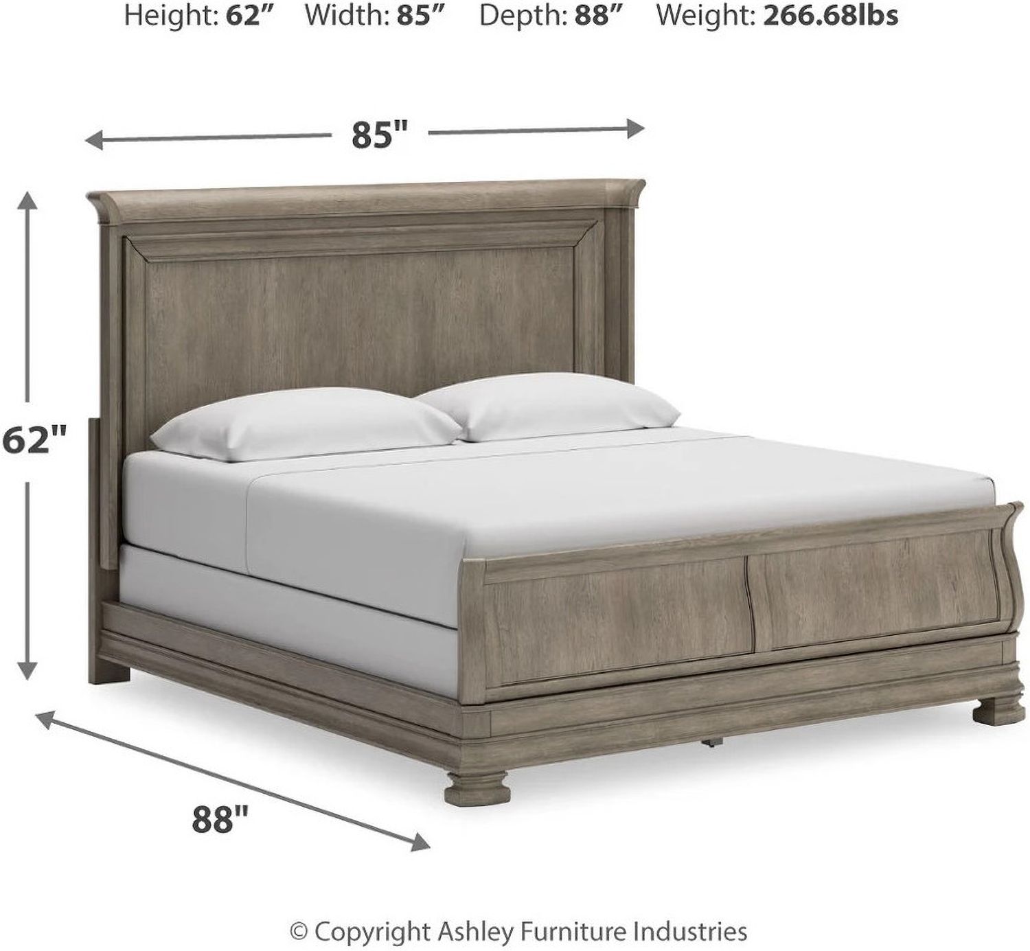 Lexorne California King Sleigh Bed In Gray B924B5