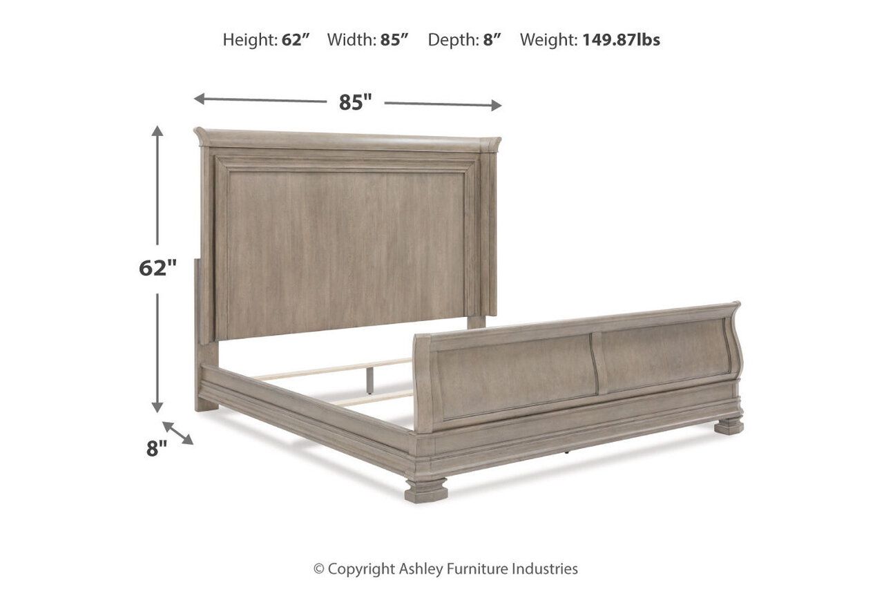 Lexorne California King Sleigh Bed In Gray B924B5