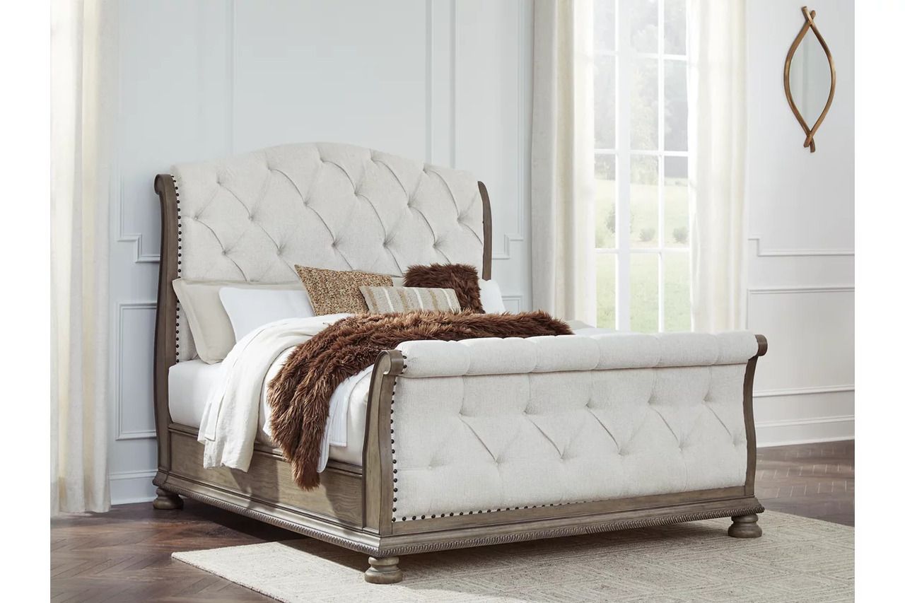 Ardenfield Queen Upholstered Sleigh Bed In Light Brown B944B2
