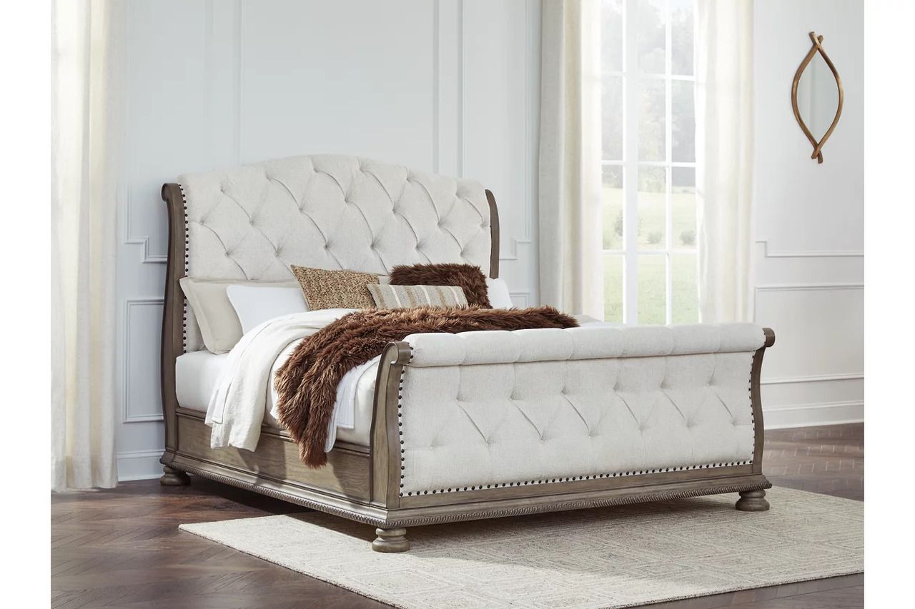Ardenfield King Upholstered Sleigh Bed In Light Brown B944B4