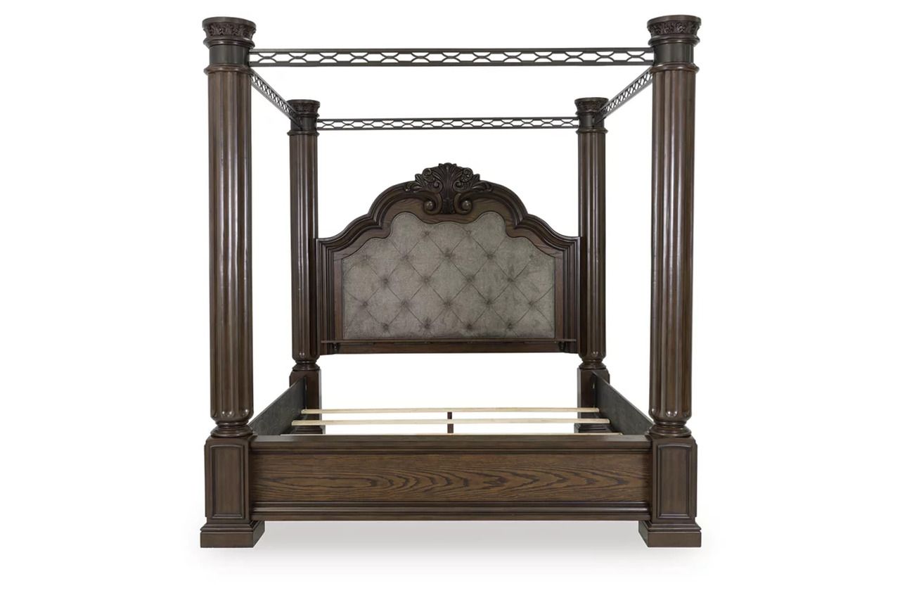 Maylee King Canopy Bed In Dark Brown B947B10