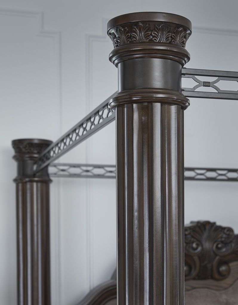 Maylee King Canopy Bed In Dark Brown B947B10