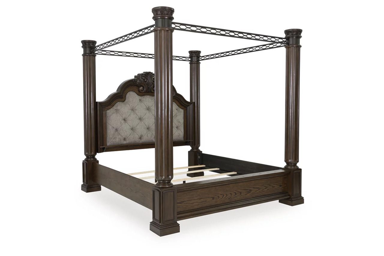 Maylee California King Canopy Bed In Dark Brown B947B11
