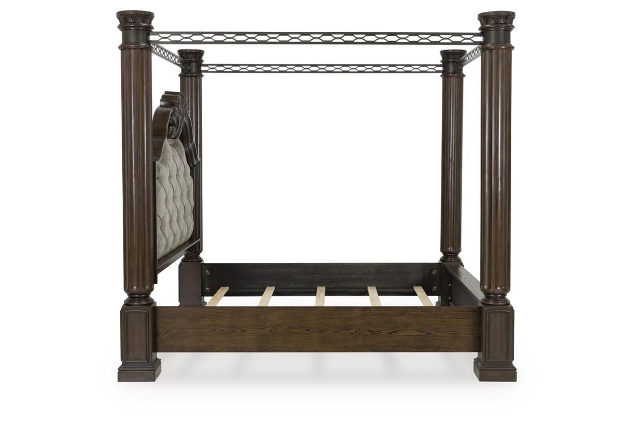Maylee California King Canopy Bed In Dark Brown B947B11
