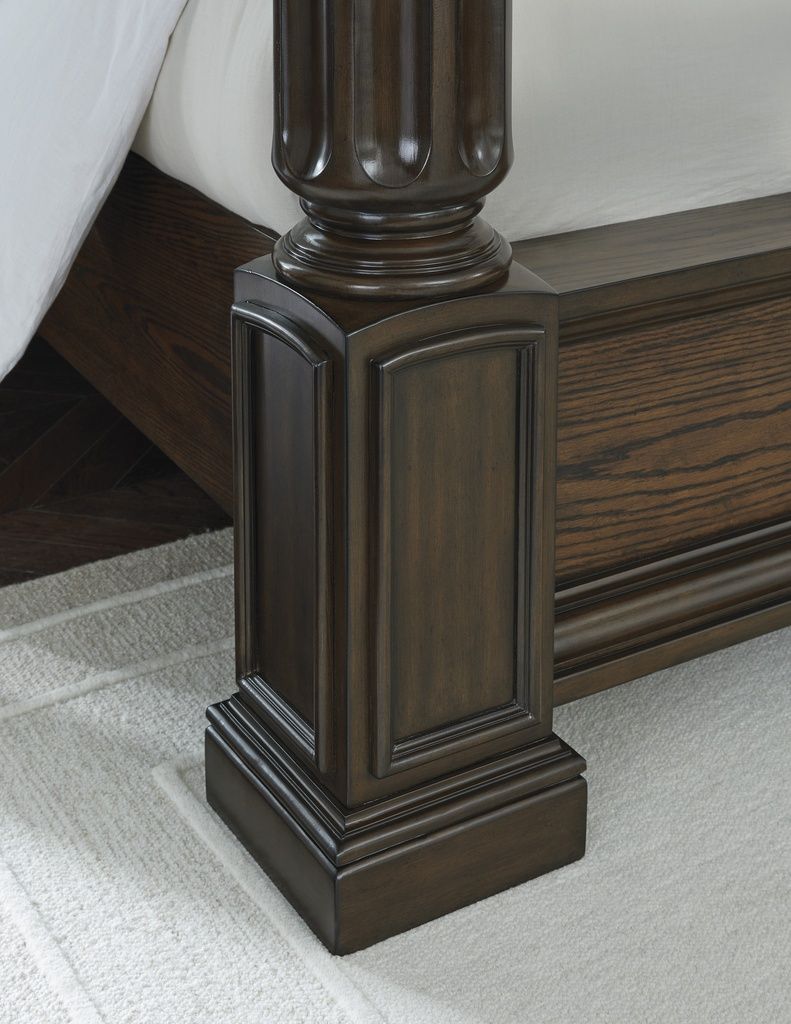Maylee California King Canopy Bed In Dark Brown B947B11