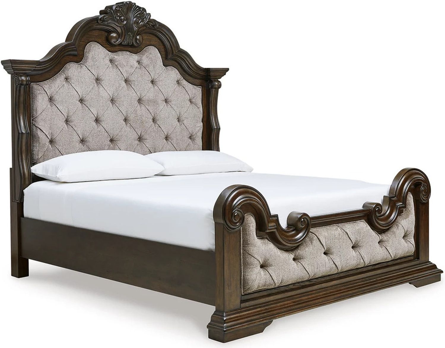 Maylee Queen Upholstered Bed In Dark Brown B947B2