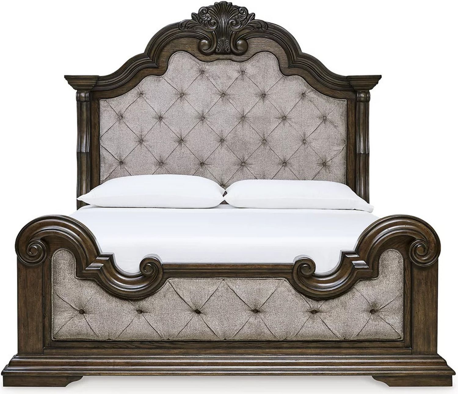 Maylee Queen Upholstered Bed In Dark Brown B947B2