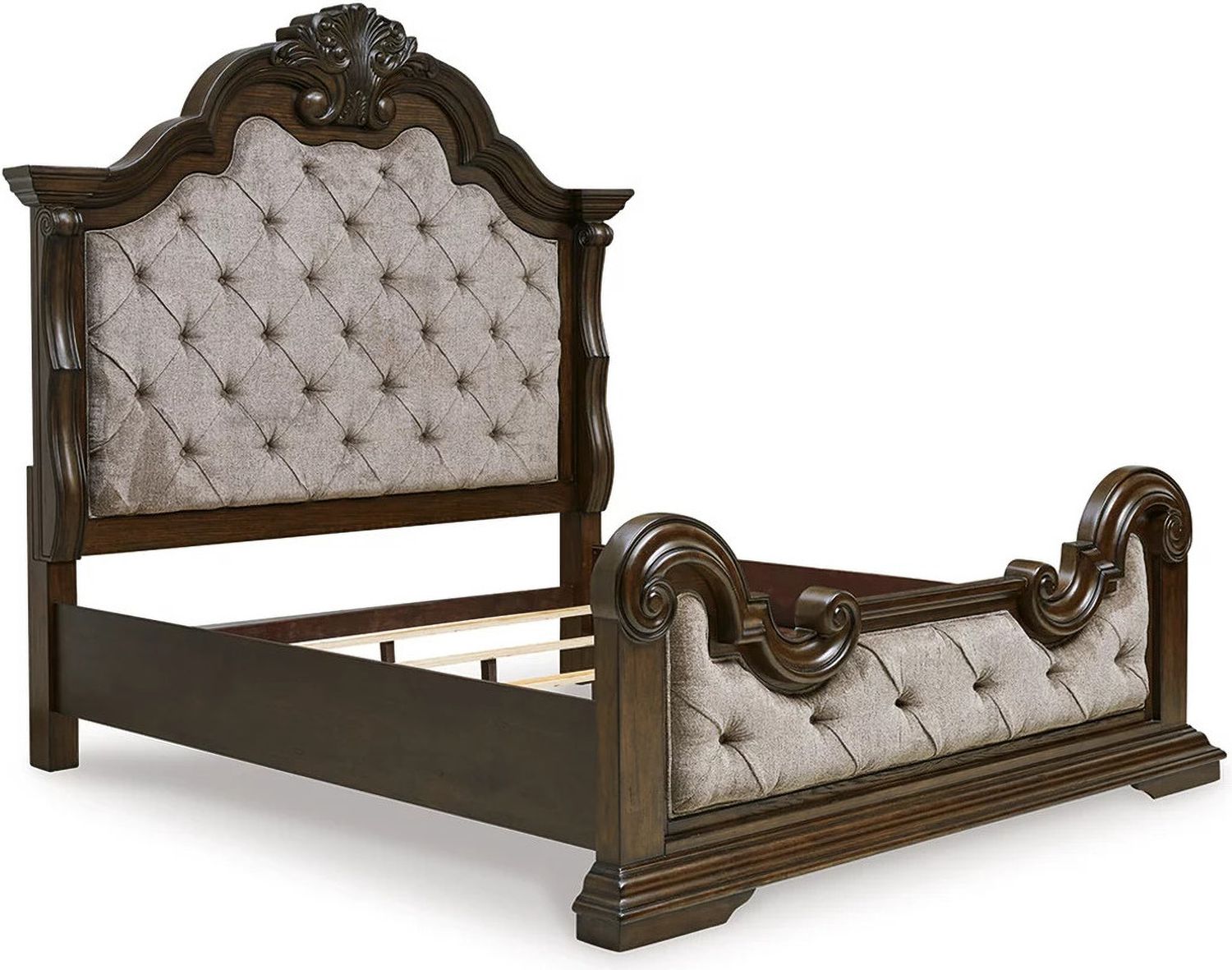Maylee Queen Upholstered Bed In Dark Brown B947B2