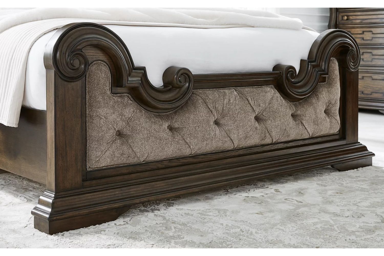 Maylee Queen Upholstered Bed In Dark Brown B947B2