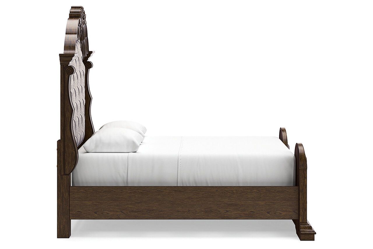 Maylee Queen Upholstered Bed In Dark Brown B947B2