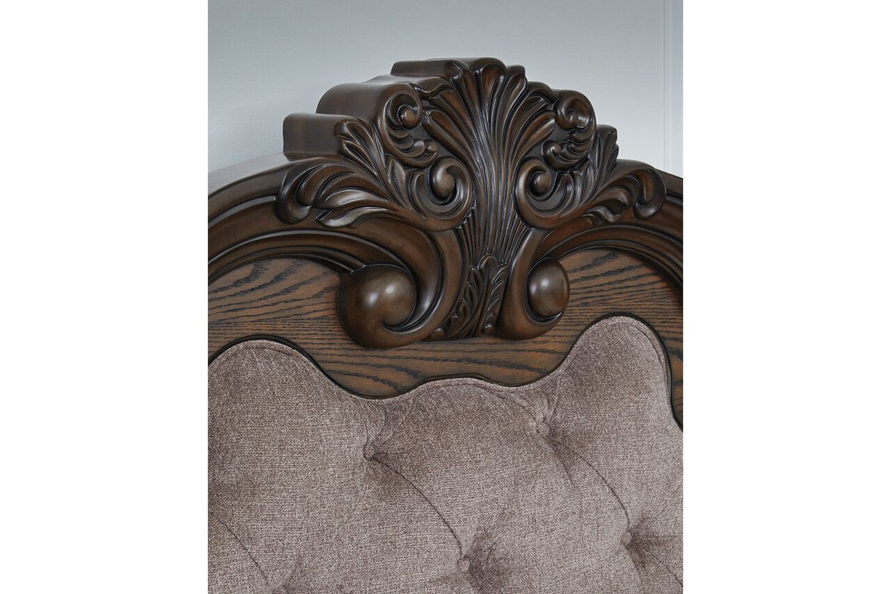 Maylee Queen Upholstered Bed In Dark Brown B947B2
