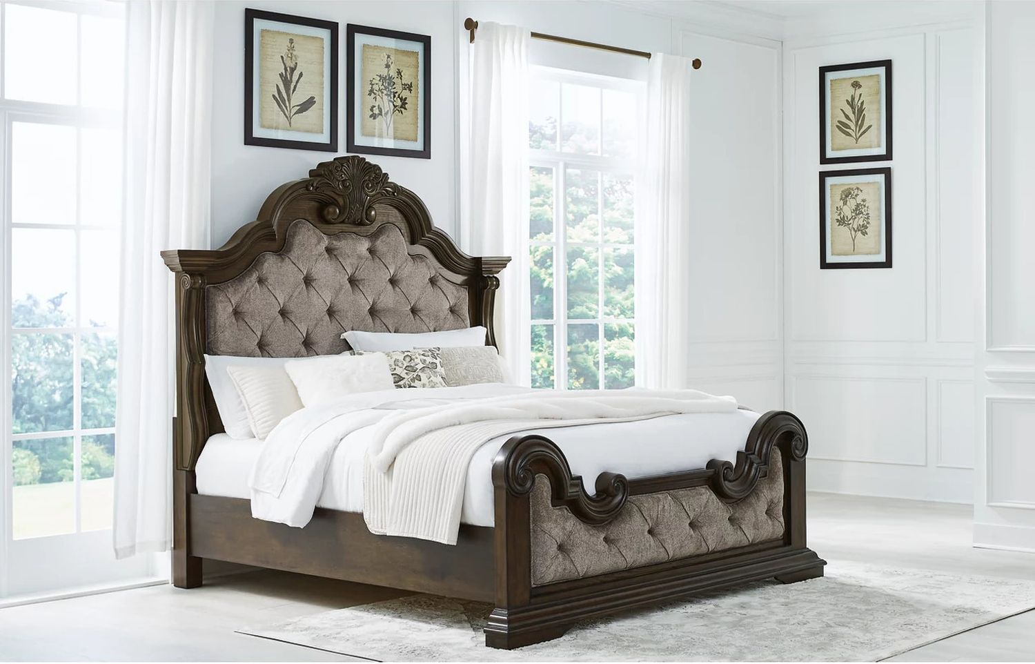 Maylee King Upholstered Bed In Dark Brown B947B4