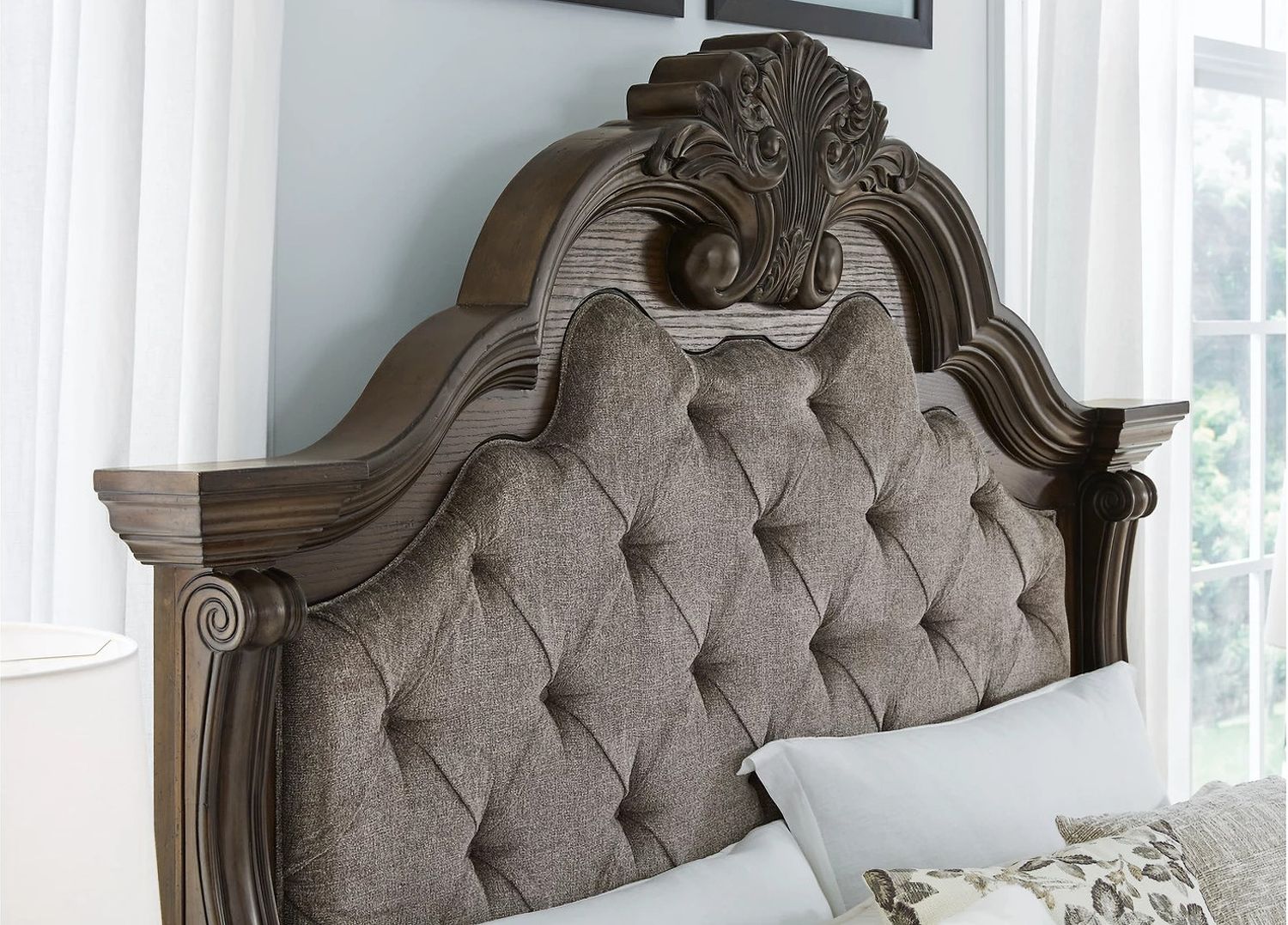 Maylee King Upholstered Bed In Dark Brown B947B4
