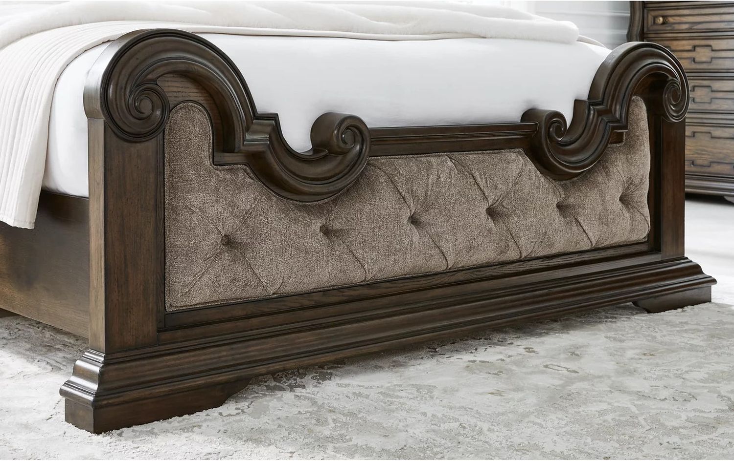 Maylee King Upholstered Bed In Dark Brown B947B4