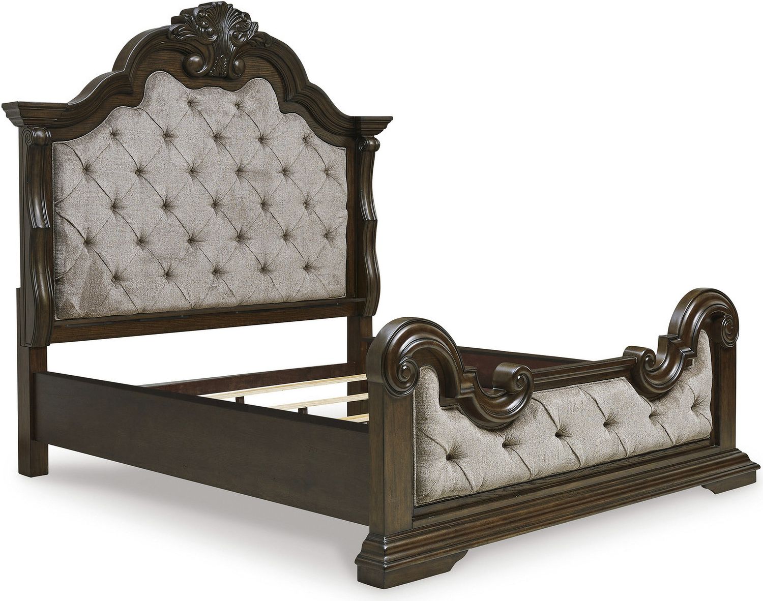 Maylee King Upholstered Bed In Dark Brown B947B4