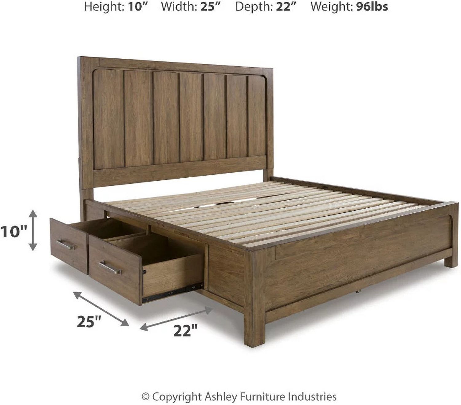 Cabalynn Queen Panel Bed with Storage In Light Brown B974B4