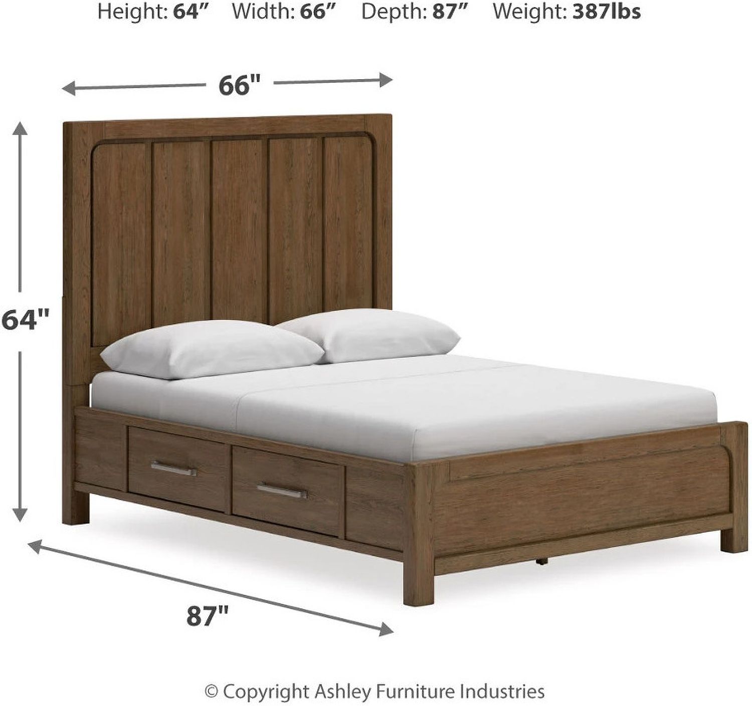 Cabalynn Queen Panel Bed with Storage In Light Brown B974B4