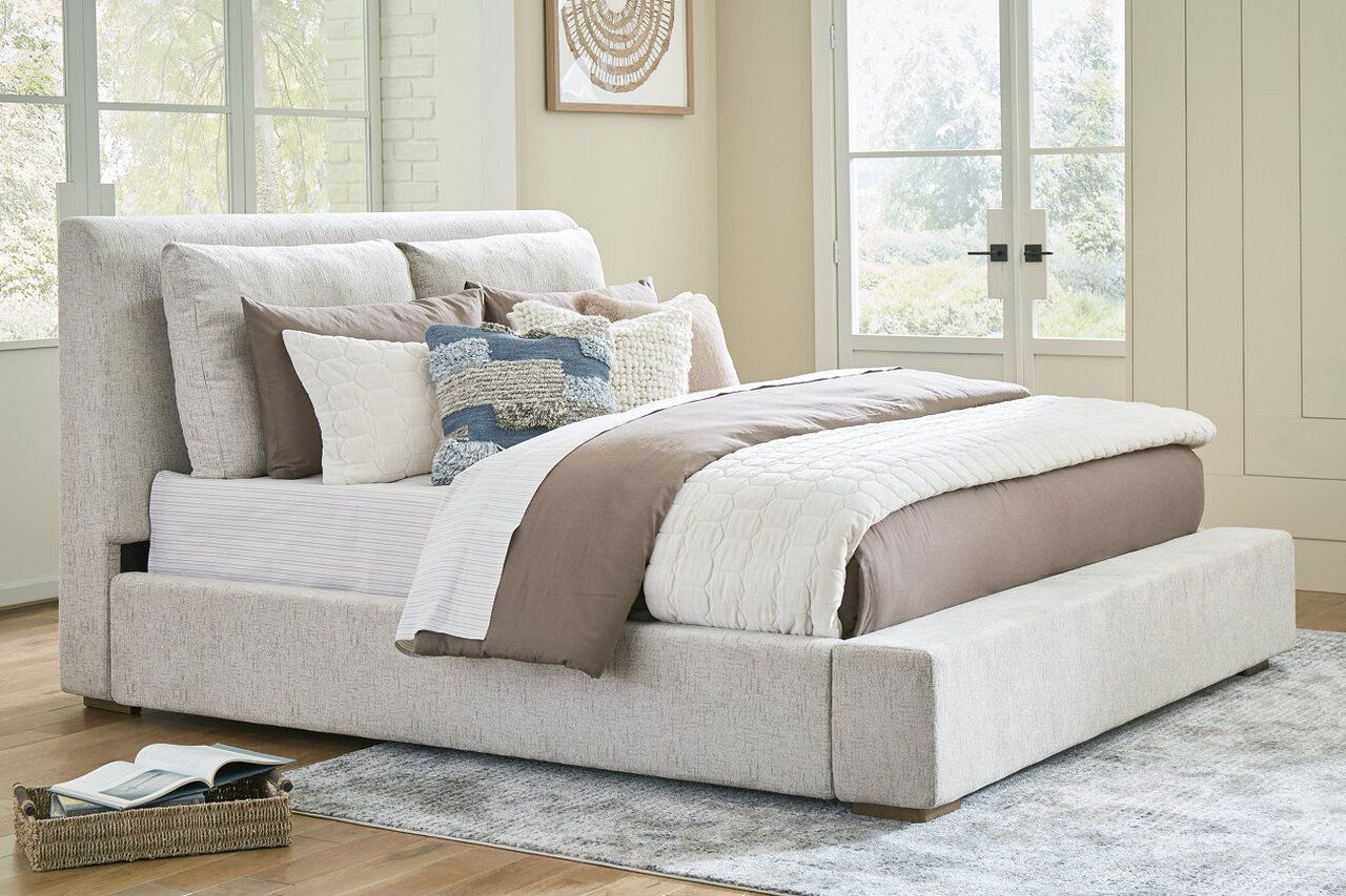 Cabalynn California King Upholstered Bed In Light Brown B974B7