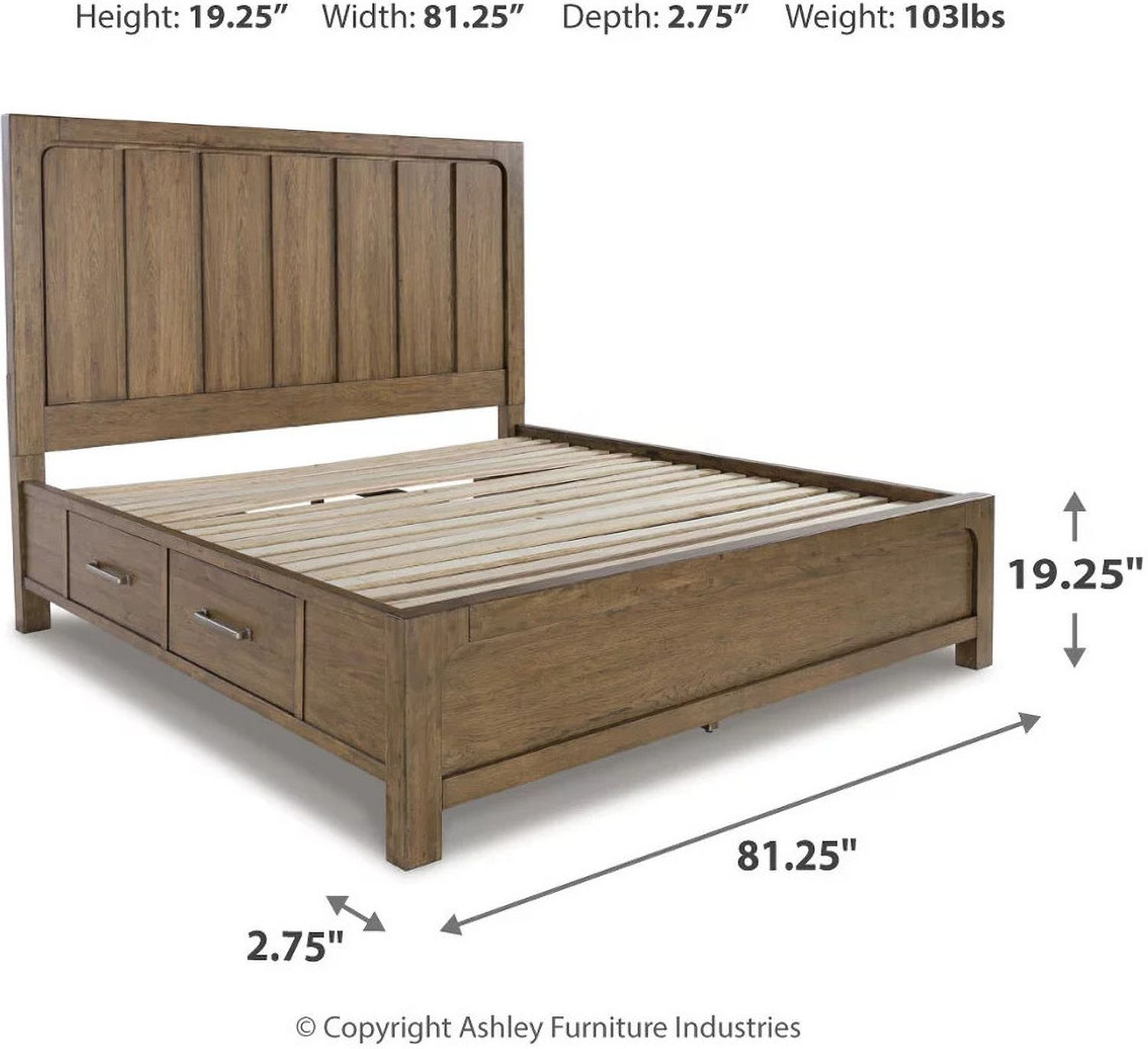 Cabalynn King Panel Bed with Storage In Light Brown B974B8