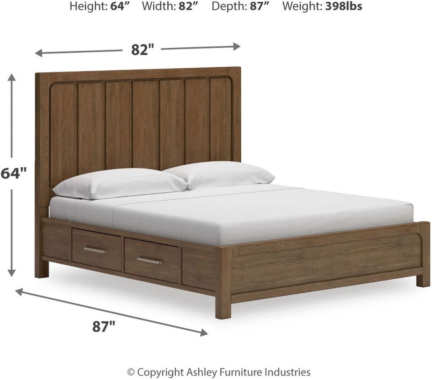 Cabalynn King Panel Bed with Storage In Light Brown B974B8