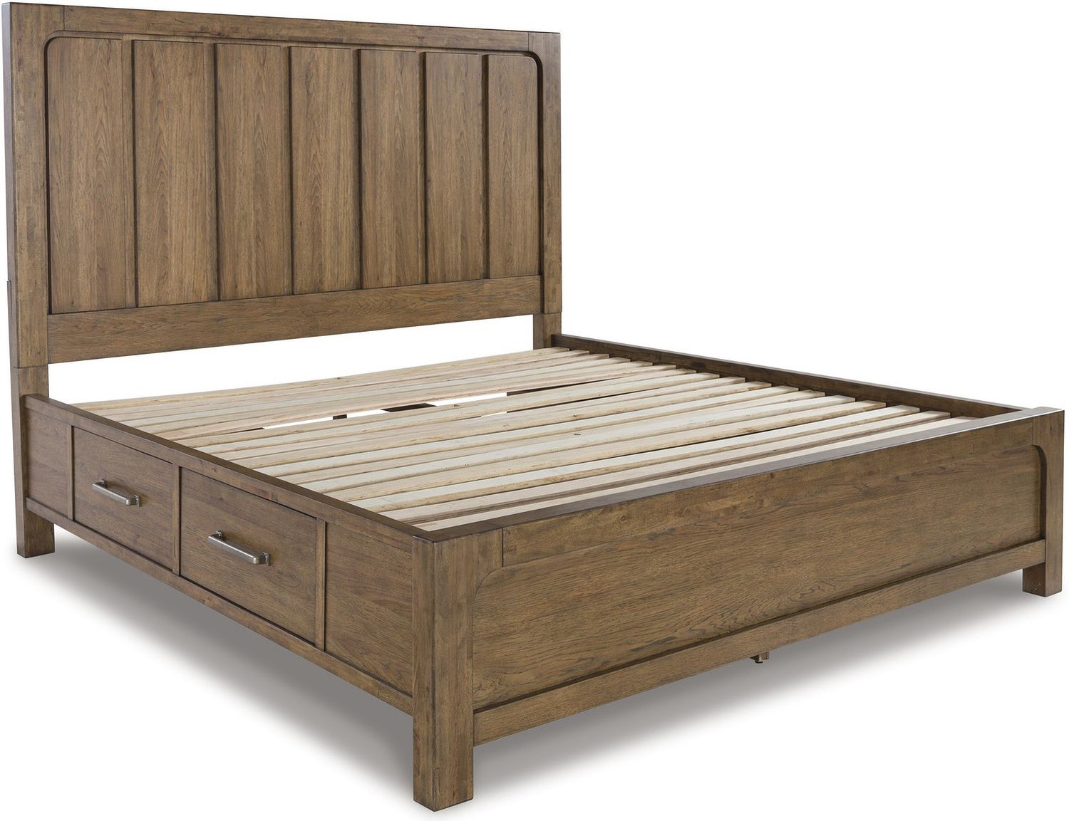 Cabalynn King Panel Bed with Storage In Light Brown B974B8