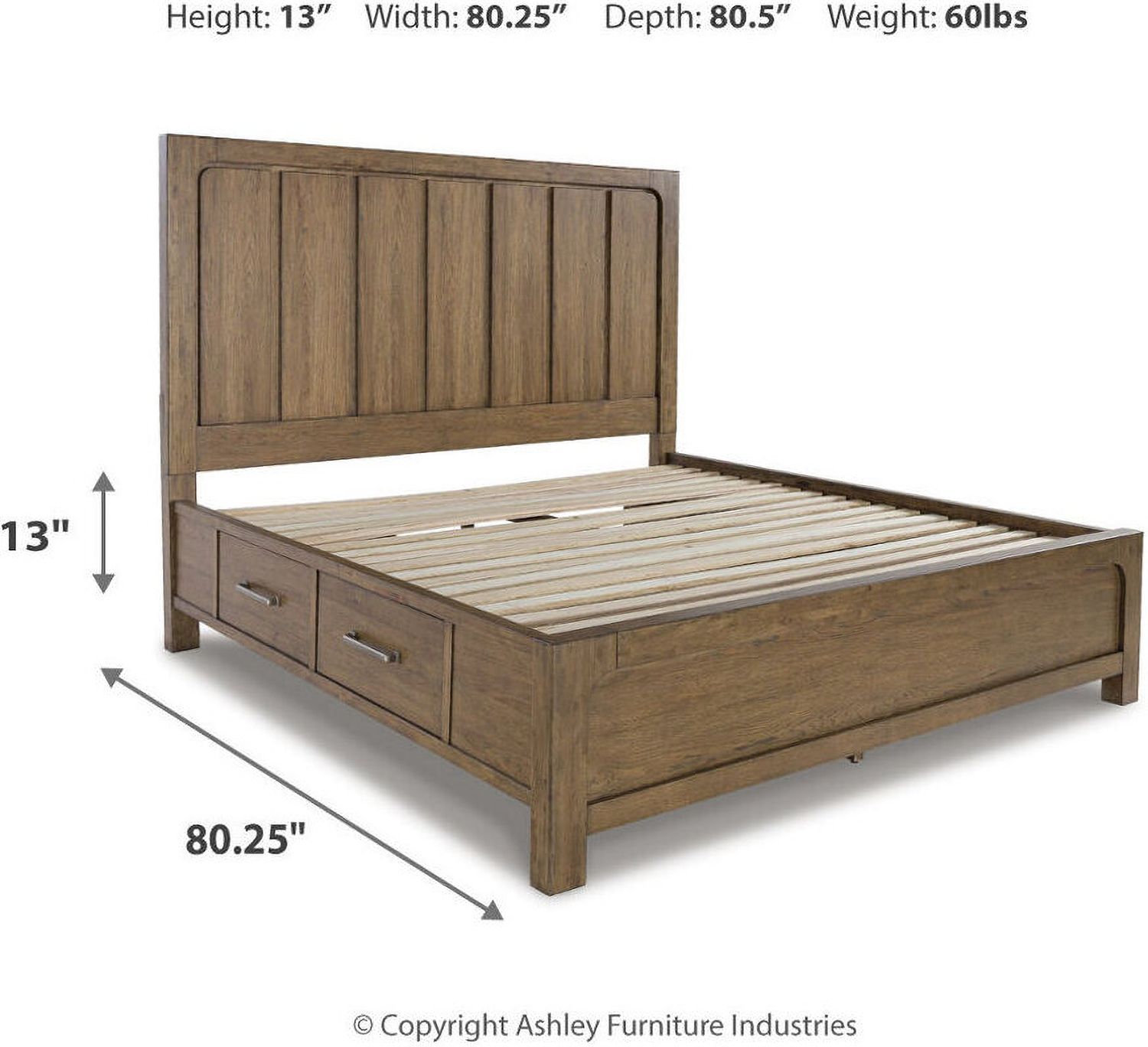 Cabalynn King Panel Bed with Storage In Light Brown B974B8