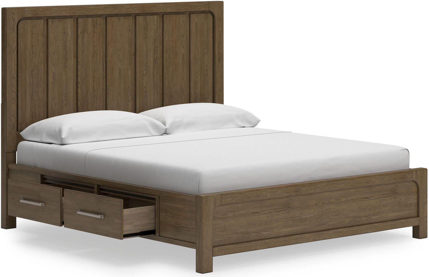 Cabalynn California King Panel Bed with Storage In Light Brown B974B9