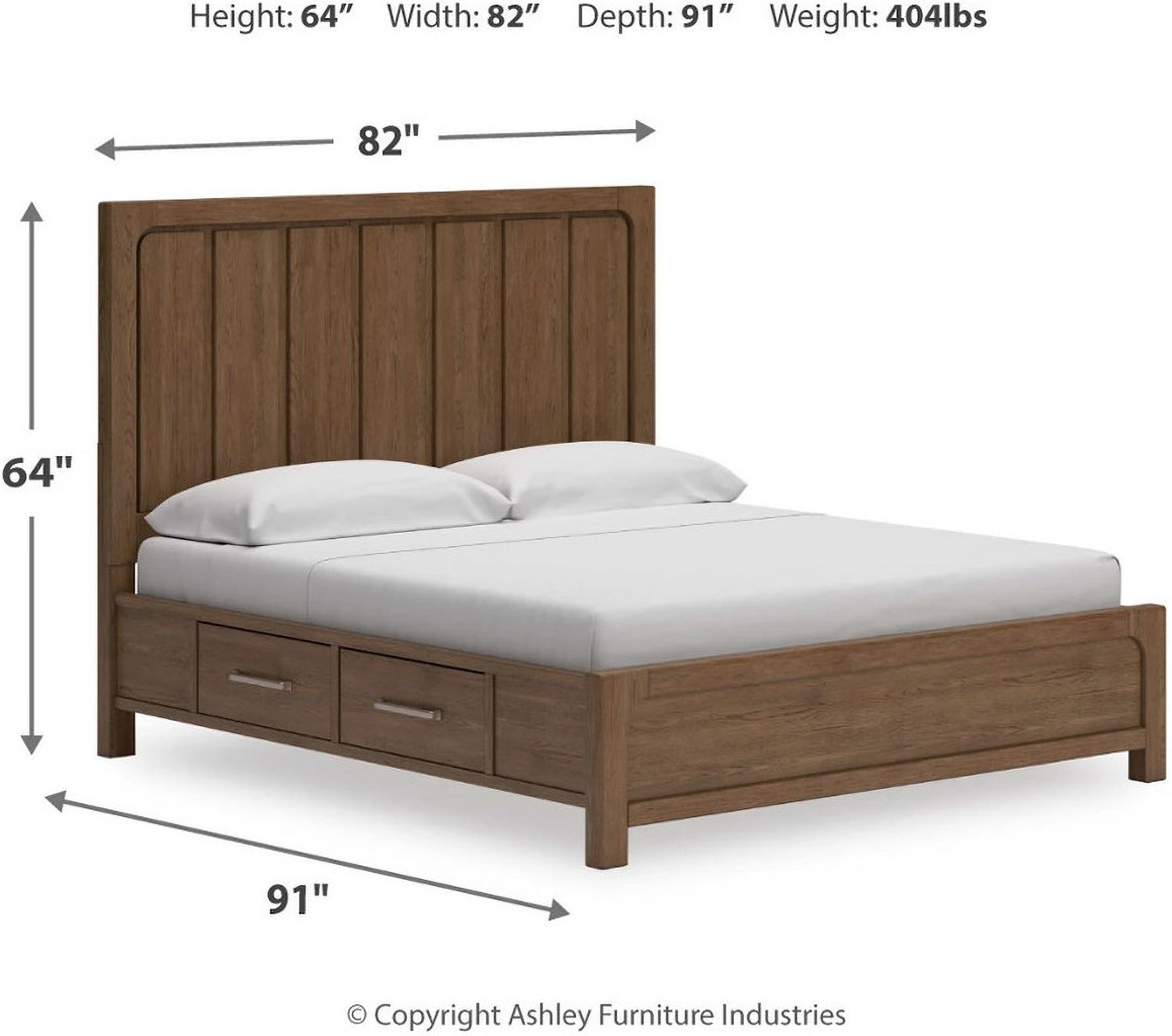 Cabalynn California King Panel Bed with Storage In Light Brown B974B9