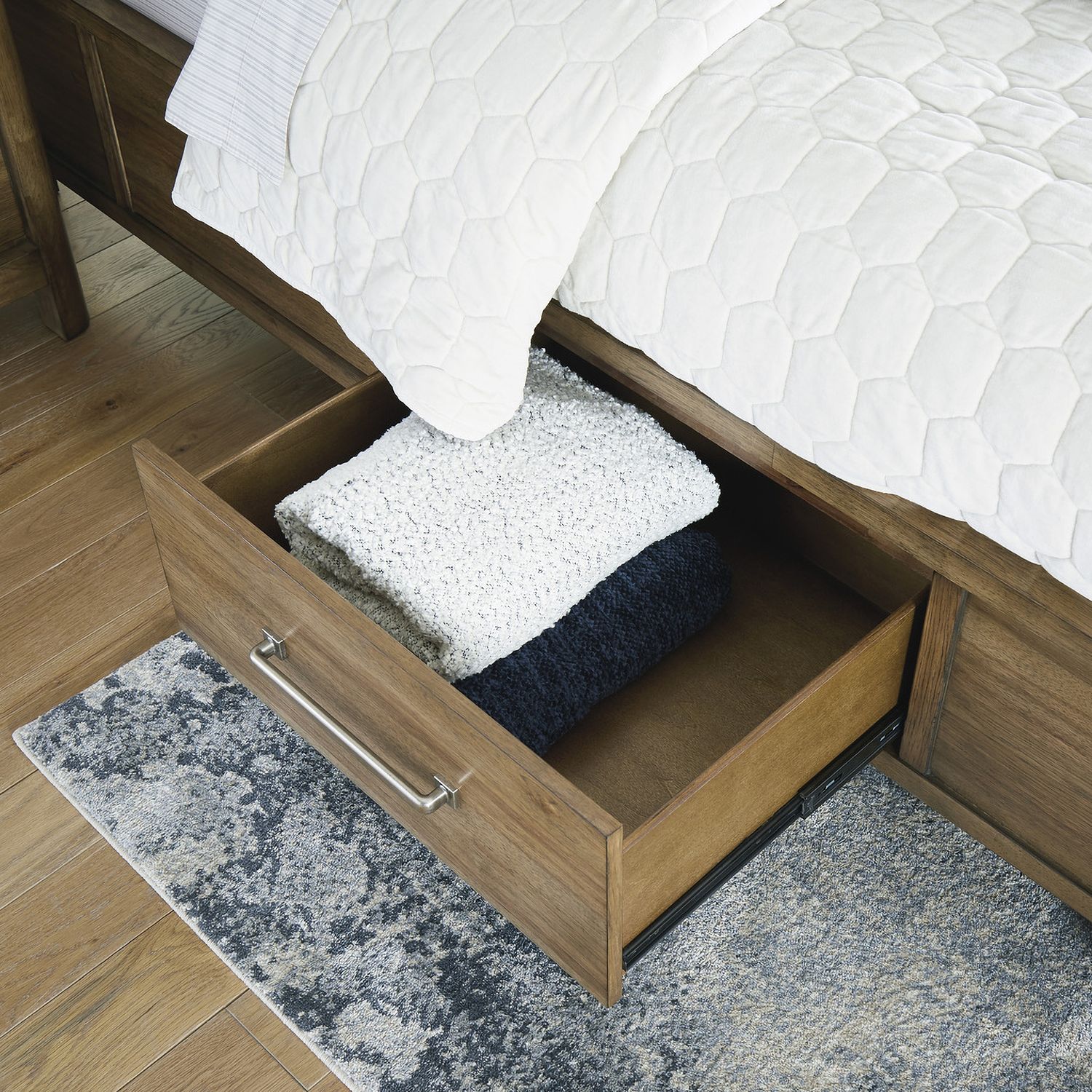 Cabalynn California King Panel Bed with Storage In Light Brown B974B9