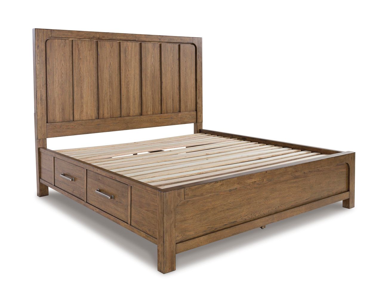 Cabalynn California King Panel Bed with Storage In Light Brown B974B9