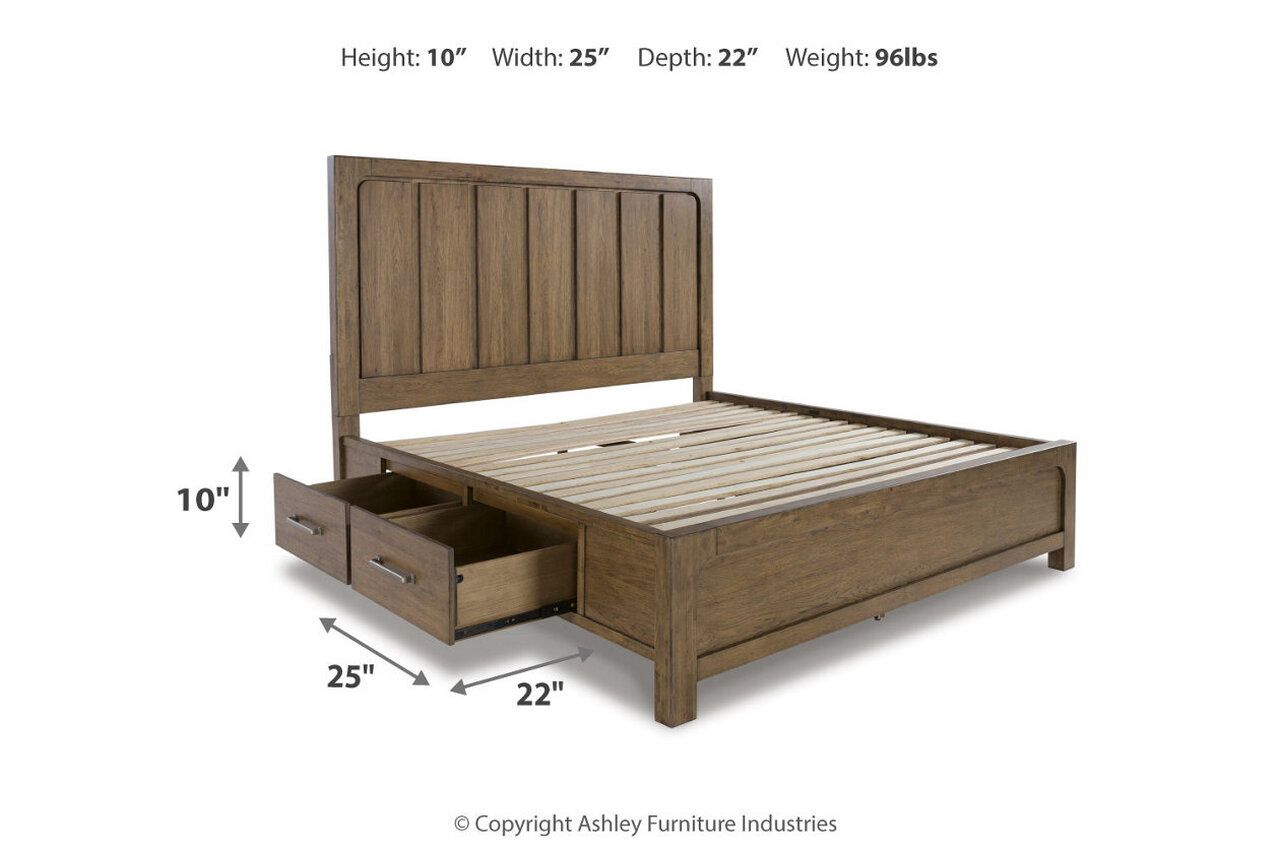 Cabalynn California King Panel Bed with Storage In Light Brown B974B9