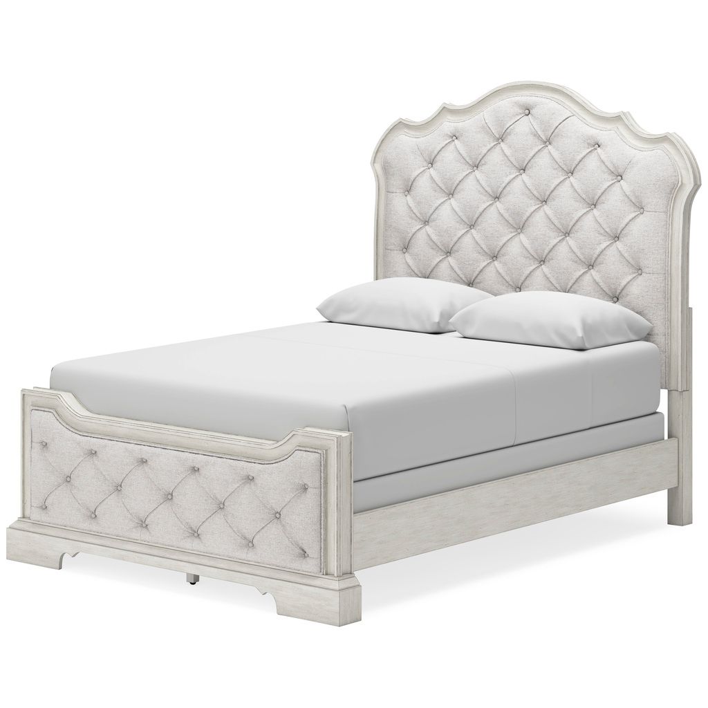 Arlendyne Antique White Queen Upholstered Panel Headboard Only B98057