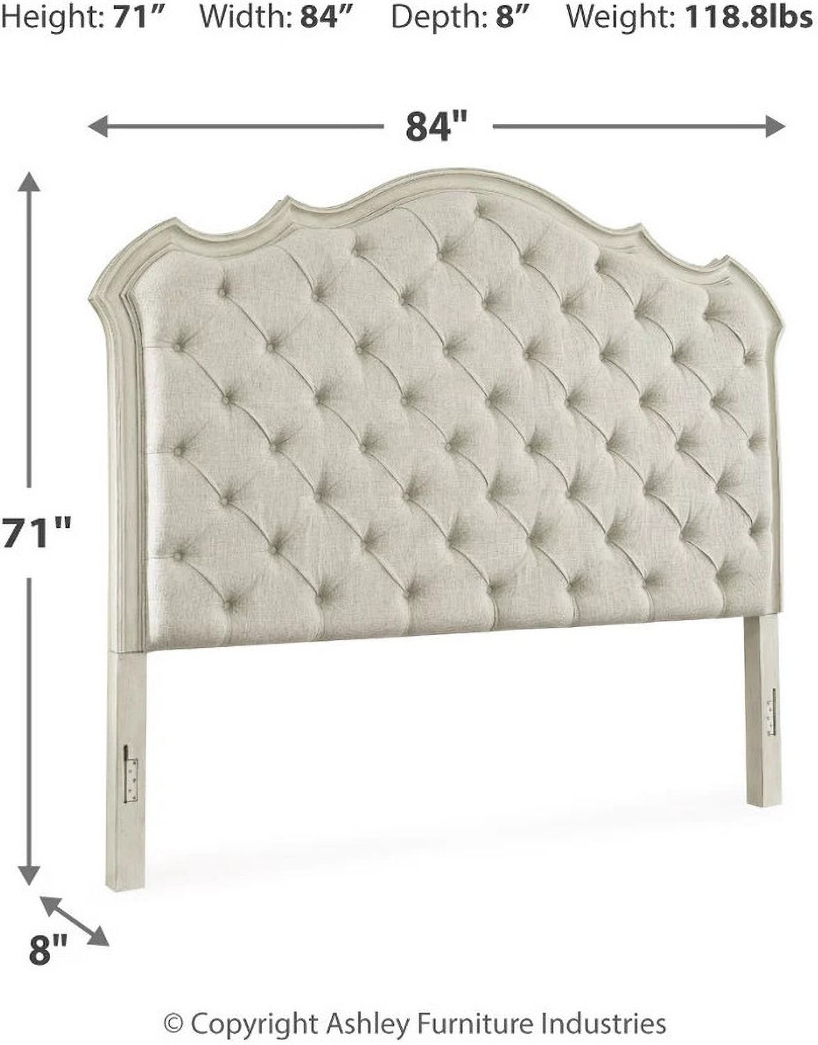 Arlendyne Antique White King/California King Upholstered Panel Headboard Only B98058