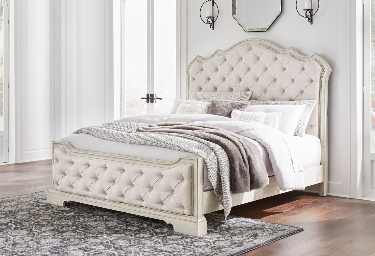 Arlendyne Antique White King/California King Upholstered Panel Headboard Only B98058