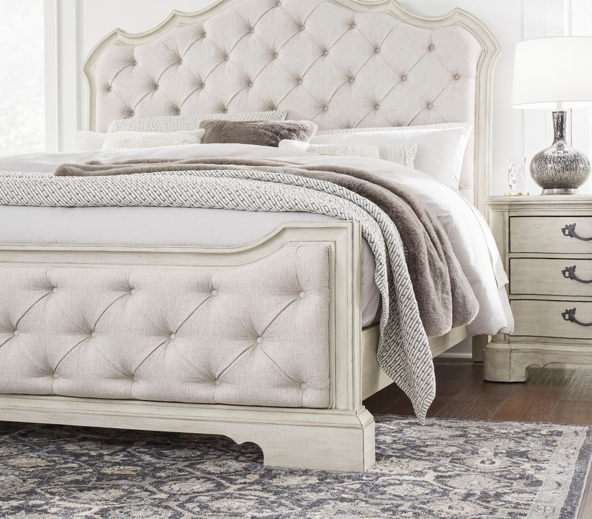 Arlendyne Antique White King/California King Upholstered Panel Headboard Only B98058