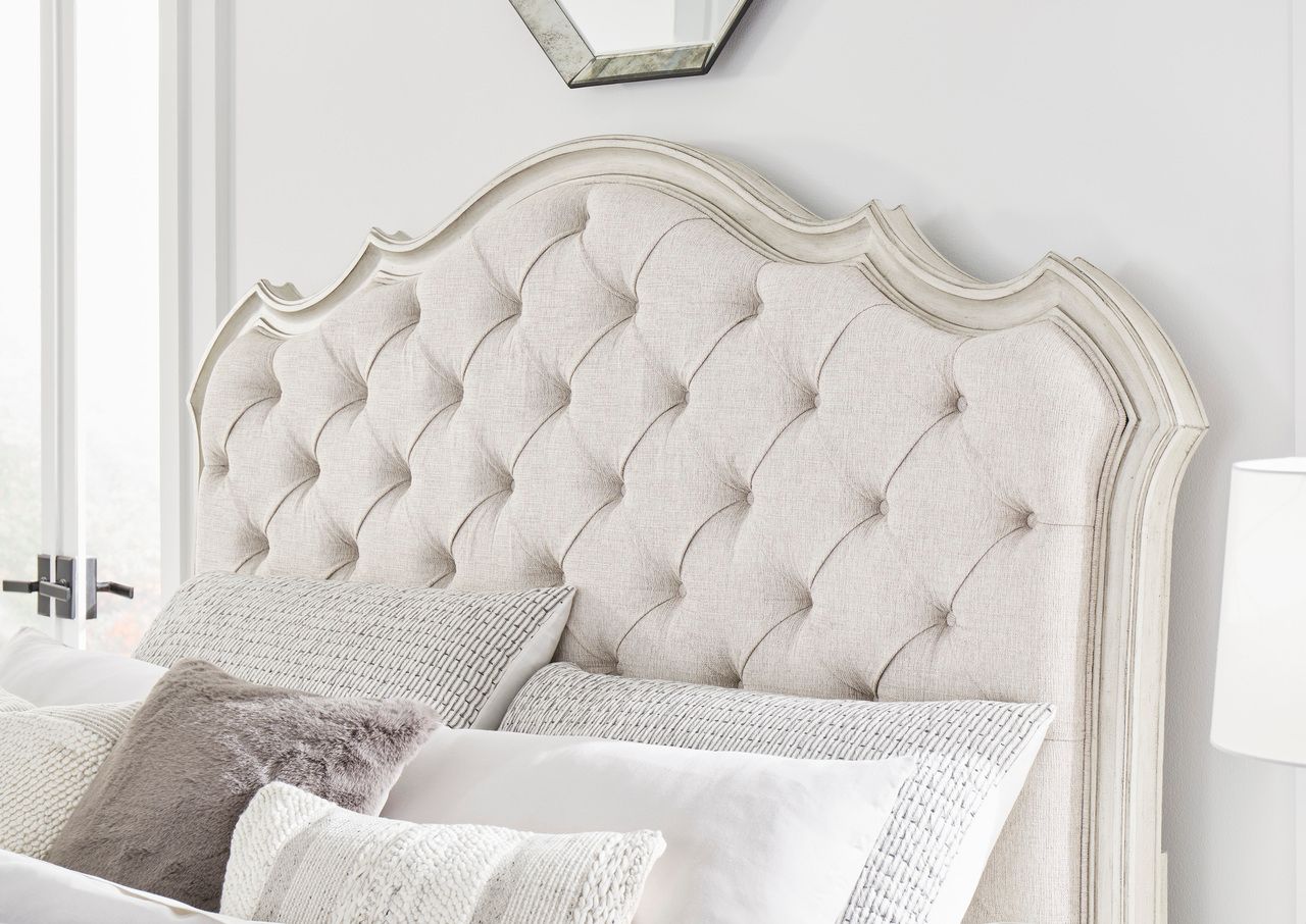 Arlendyne Antique White King/California King Upholstered Panel Headboard Only B98058