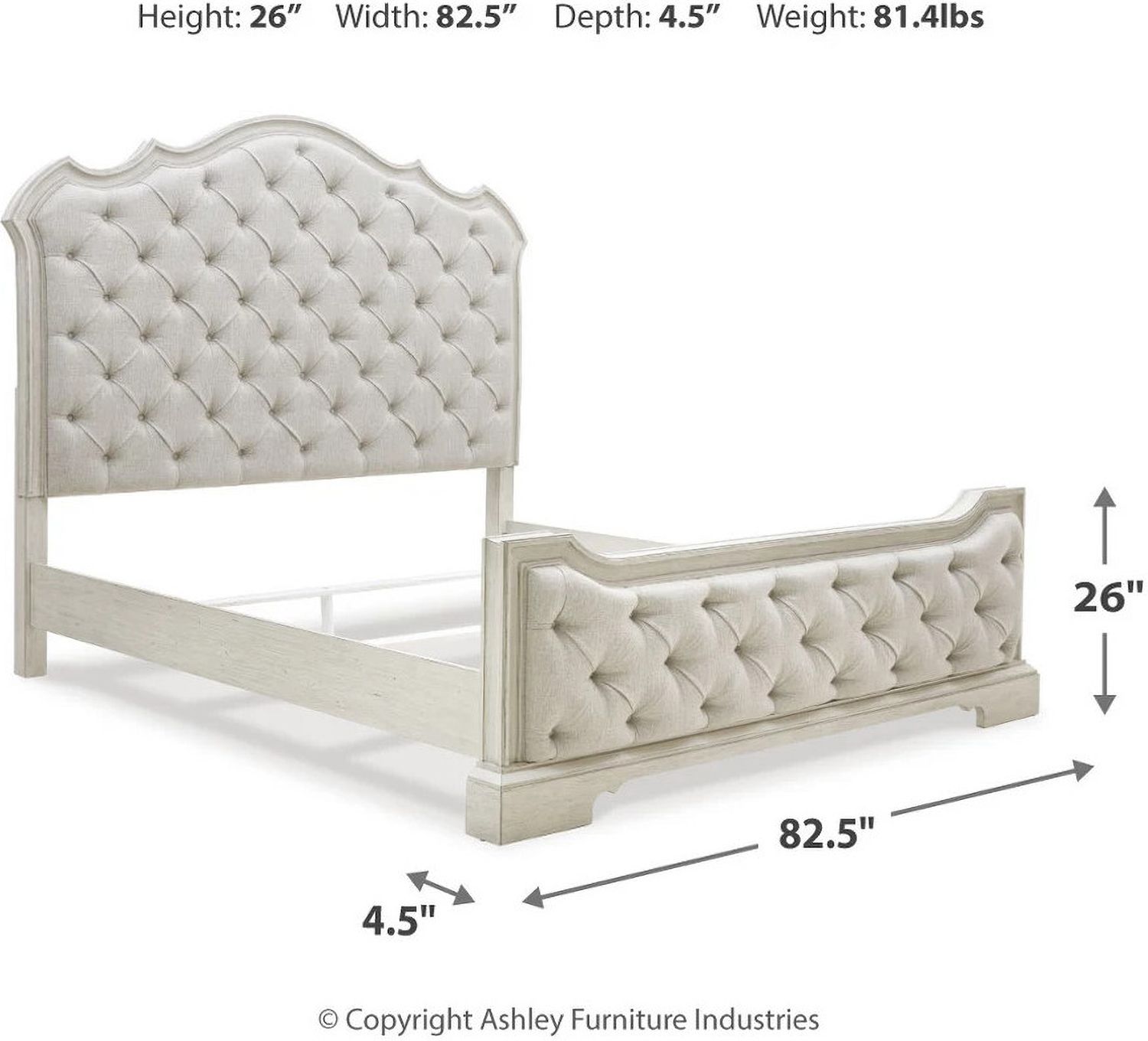 Arlendyne King Upholstered Bed In Antique White B980B4