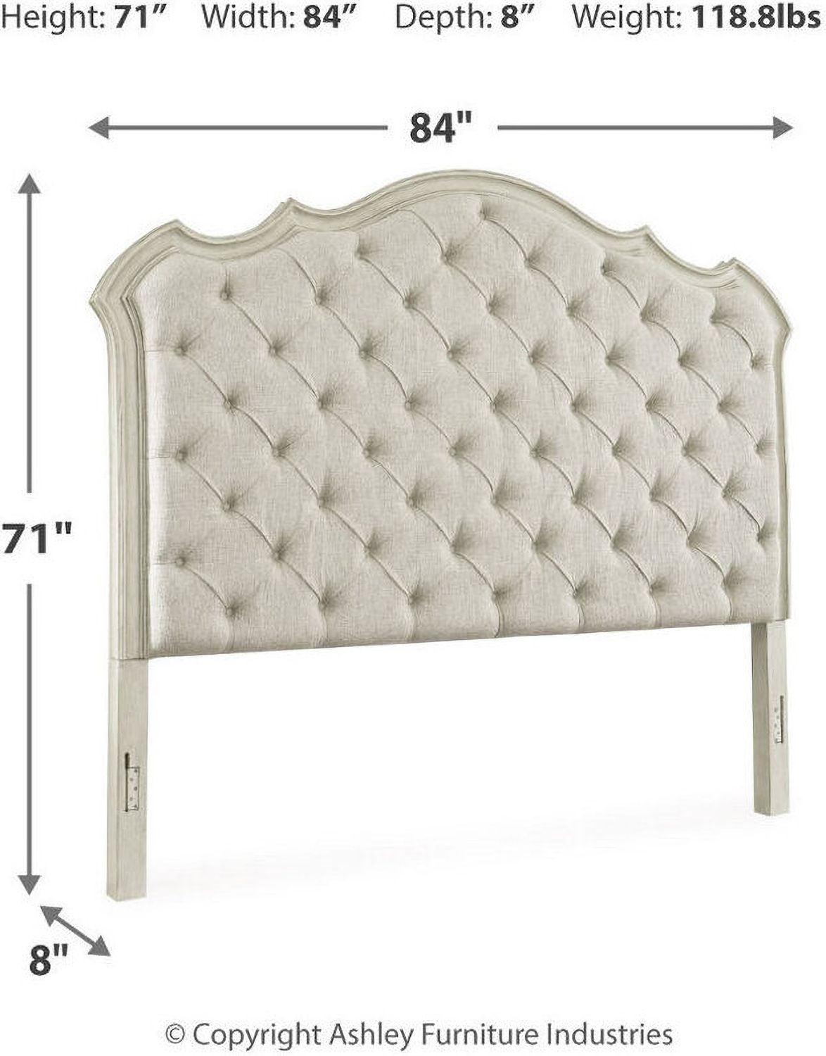 Arlendyne King Upholstered Bed In Antique White B980B4