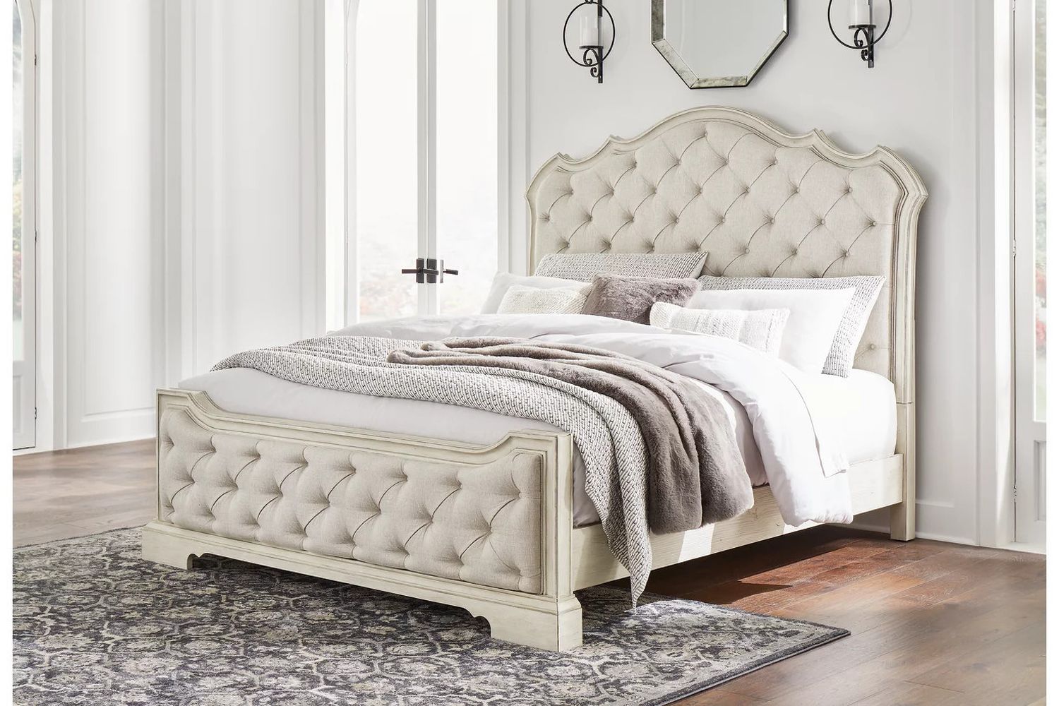 Arlendyne California King Upholstered Bed In Antique White B980B5