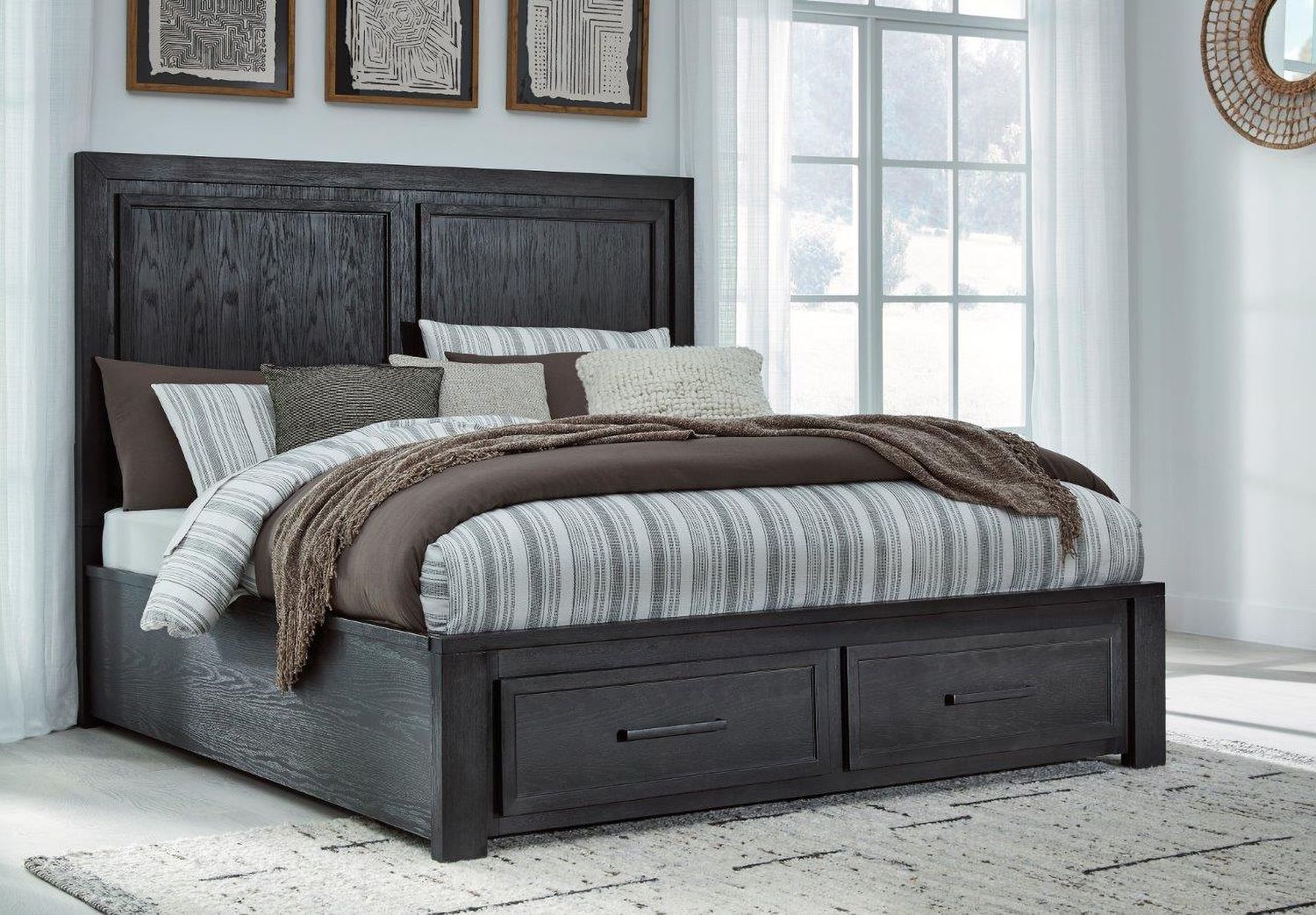 Foyland Black And Brown King Panel Storage Bed B989B4